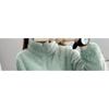 Women's Double-Sided Fleece Jacket - Warm Stand Collar, Long Pile Zipper, Short Cardigan Style Sweatshirt.