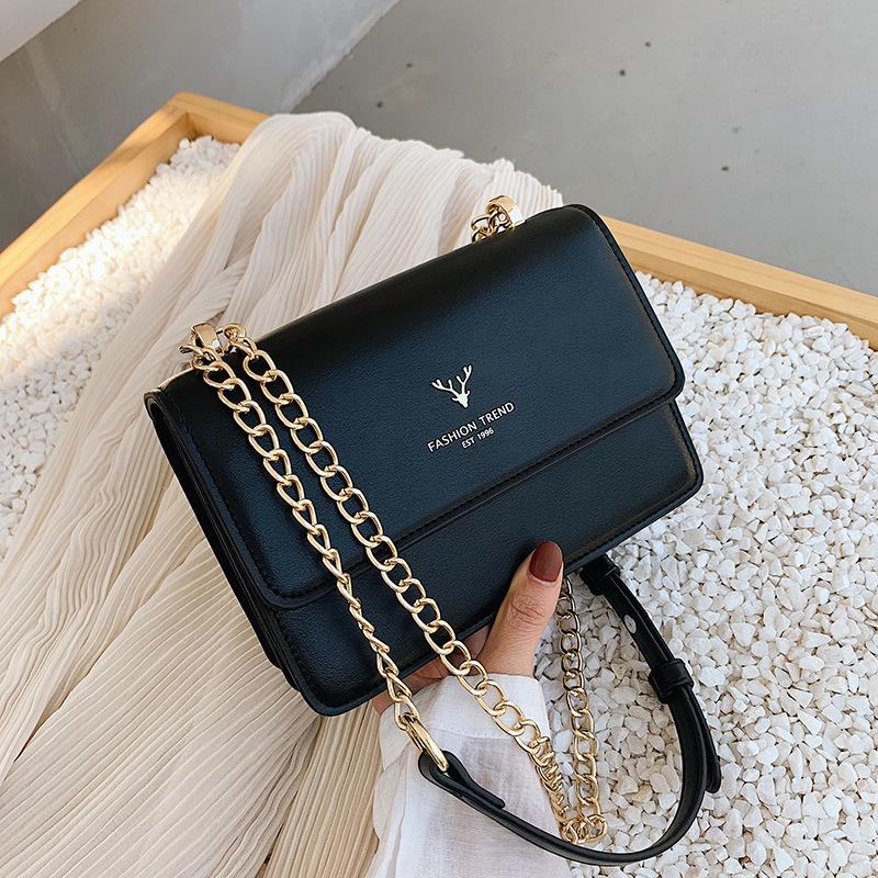 2025 Women's Korean Style Shoulder Bag: Simple Design, Chain Strap, Small Square Messenger Bag