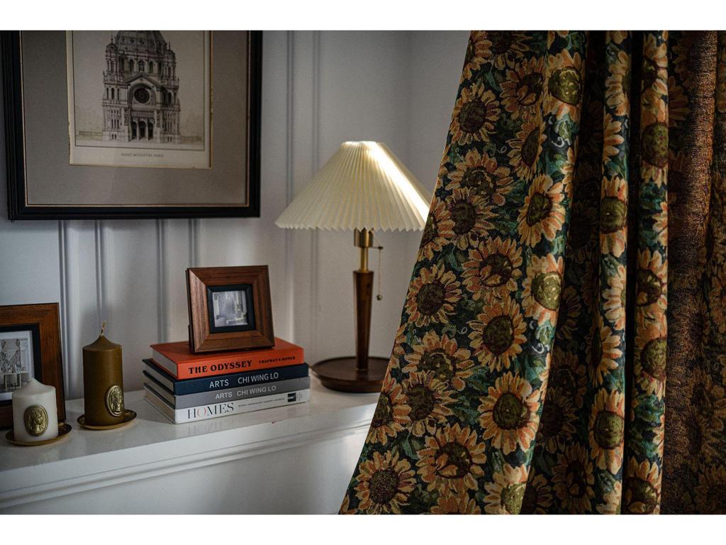 Imanki Sunflower Jacquard Tassel Curtains - Semi-Blackout Kitchen Bay Window Curtains