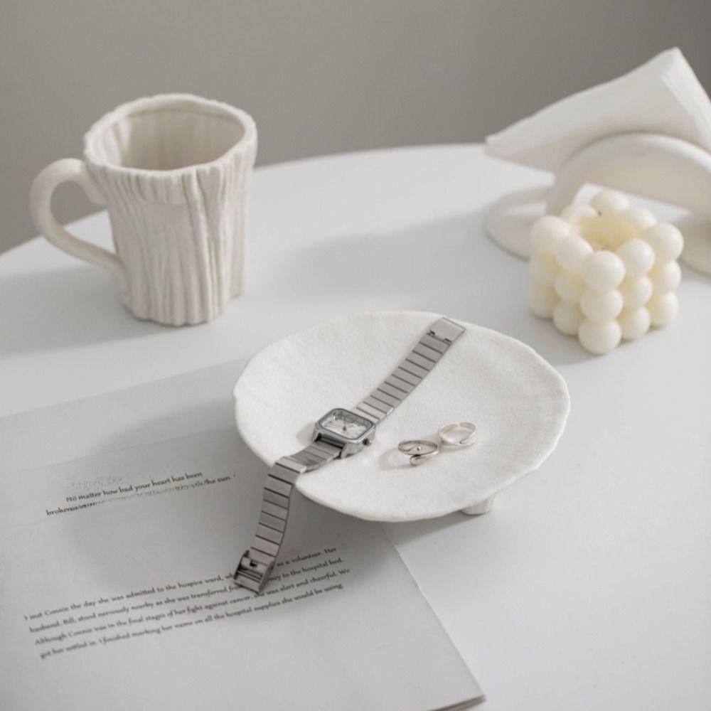 Ceramic Jewelry Storage Tray Creative Aromatherapy Candle Stand Desktop Storage Plate  Kitchen