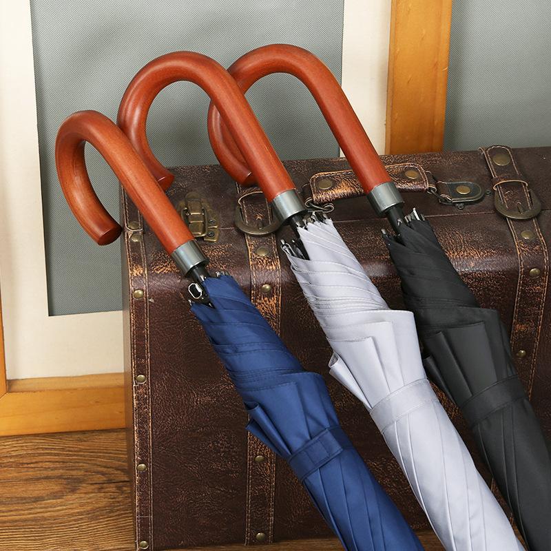 Automatic Umbrella Golf Umbrella Wooden Hand Bing Men's Straight Umbrella Plus Umbrella