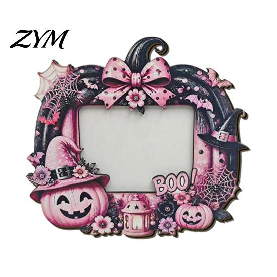 Halloween Photo Frame Frame, Wooden Desktop Picture Holder for Spooky Party Decoration Supplies And Festive Home Decor, Vintage Tabletop Ornament