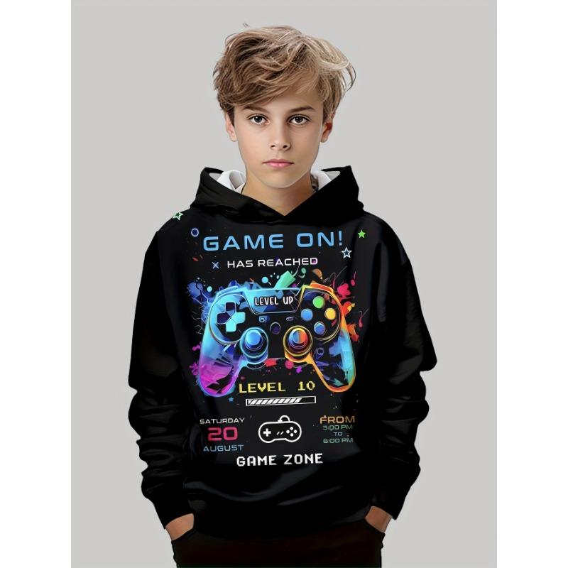 Xuhaijian02 Kids Clothes Boys Hoodies Long Sleeve 3D Gamepad Print Children Spring Fall Clothes Casual Outdoor Stylish Boy Girl Clothes Tops 160