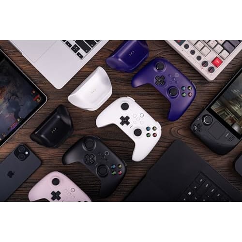 8BitDo Ultimate 2.4G juhtmeta kontroller, Hall Effecti juhtkangi värskendus, mängukontroller koos laadimisdokiga arvutile, Android, Steam Deck ja Apple (Valge)