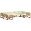 Outdoor Sectional Sofa Set with Cushions 9 Pcs Natural and Cream