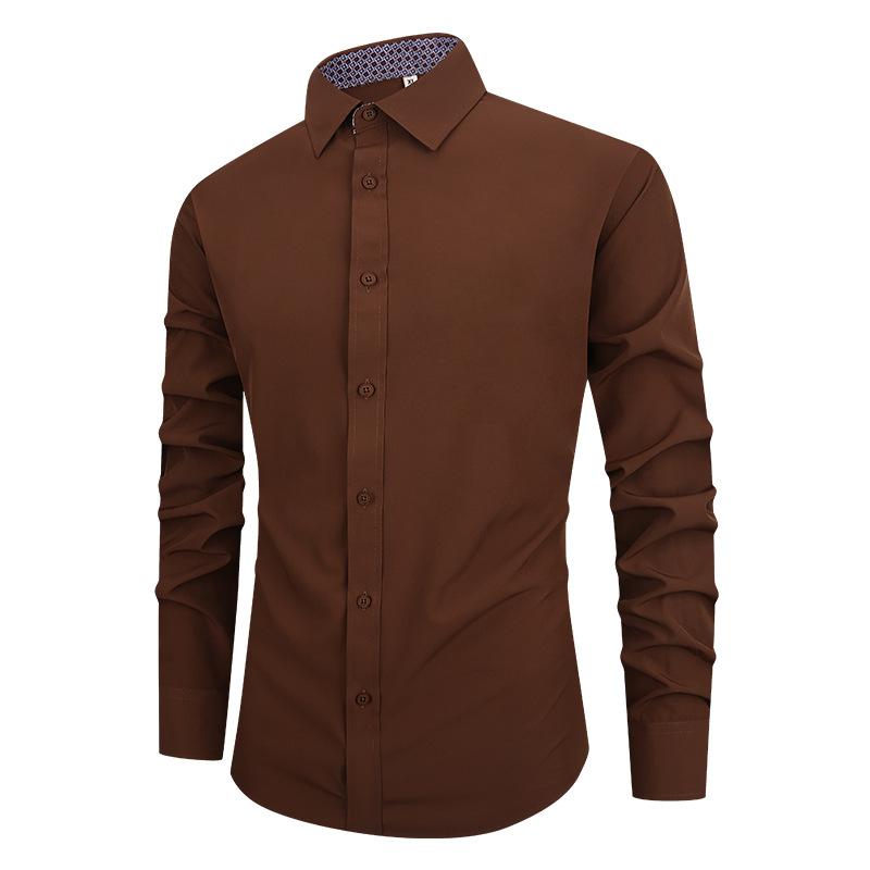 New Men's Shirt Solid Color Long Sleeve Men's Shirt Casual Simple Slim Business Fashion Shirt Men's Clothing