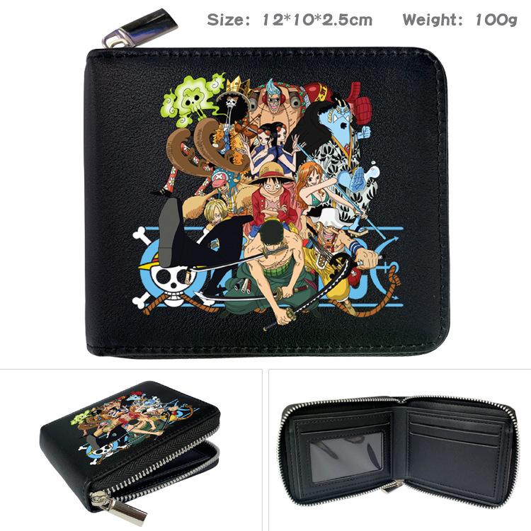 One Piece Anime Reißverschluss PU Geldbörse Luffy Aufdruck Kurzes Münzfach Kartenhalter