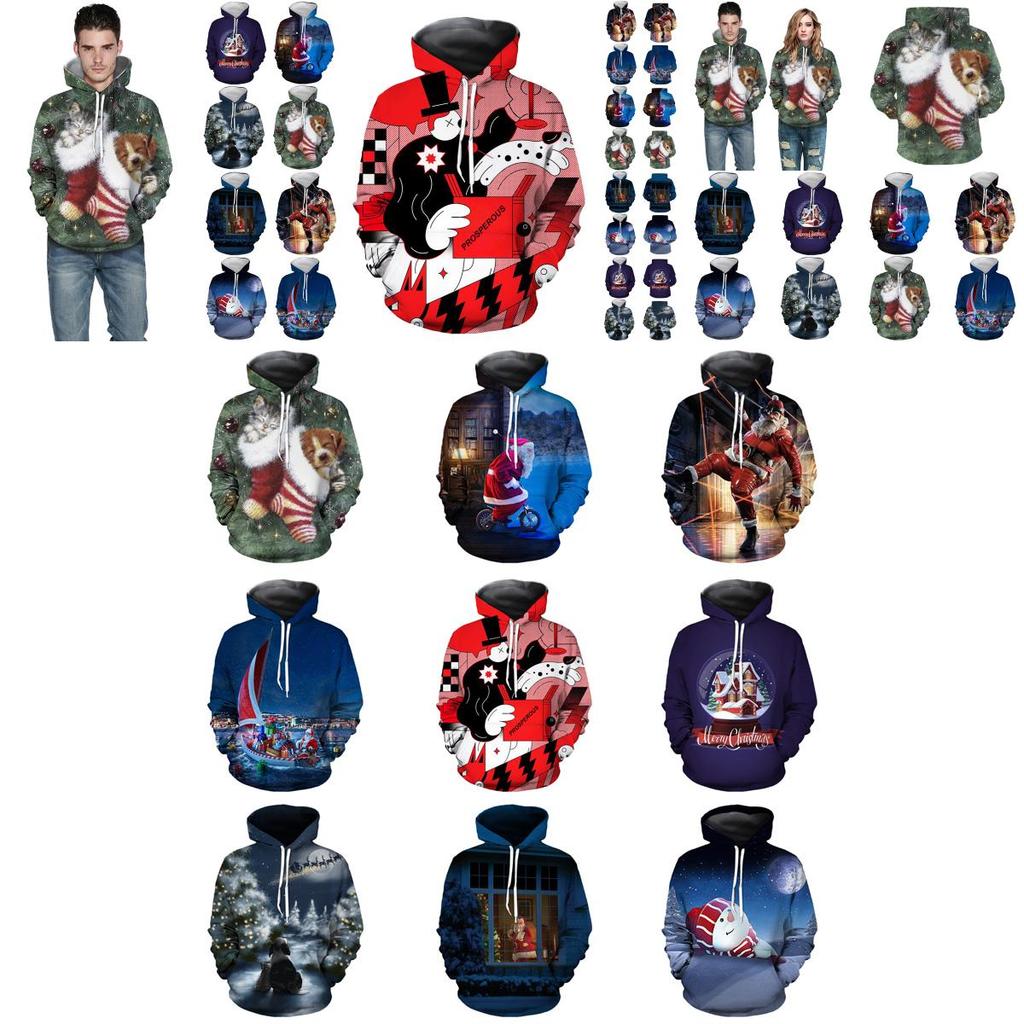 Cozy Soft Mens Womens Christmas 3d Ugly Hoodie Sweater Pullover For Xmas Parties