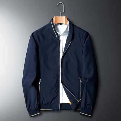 Middle -Aged Jacket Spring And Autumn Business Casual Solid Color Baseball Collar Jacket
