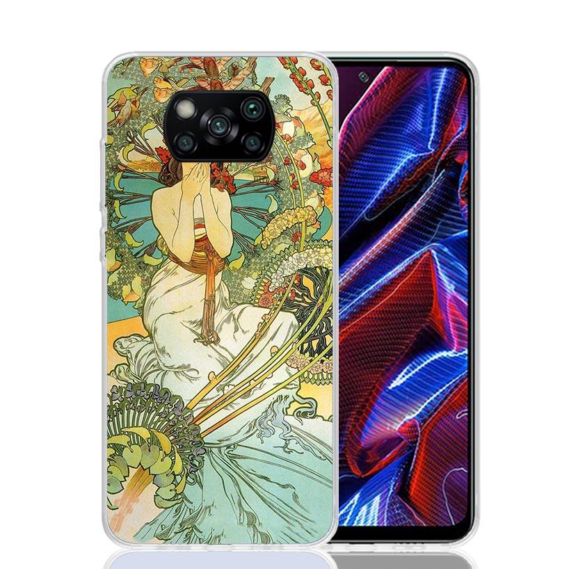 Alfons Mucha Primavera Case Phone Cover for Xiaomi Mi 11T 12T 10T 9T Pro 11i 12X 13 12 11 10 9 8 Lite 6X 5X A3 A2 Trend Fundas