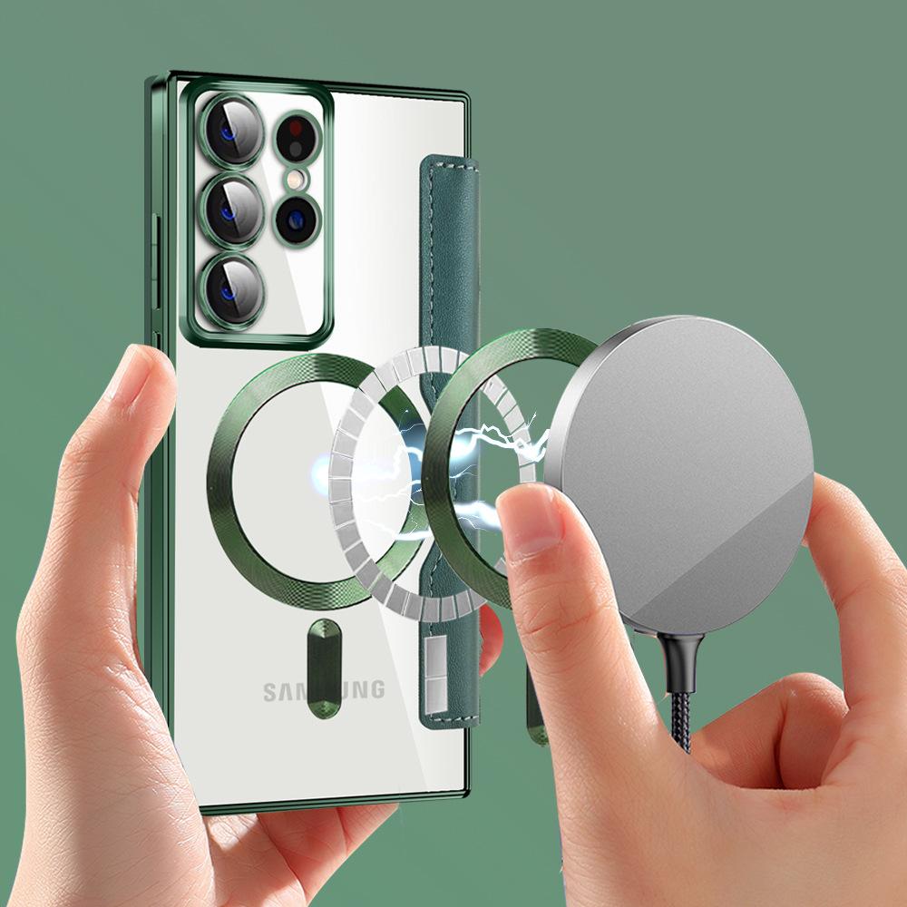 Dotyczy Samsunga S25Ultra rombowy jagnięcy futerał na telefon komórkowy s24 galwanizowany z magnetycznym mocowaniem S23 mały pachnący wiatr składany skórzany futerał