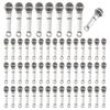 80Pcs Tibetan Style Alloy Pendants Microphone Cadmium Free & Lead Free Antique Silver 26x7x5mm Hole: 2.5mm