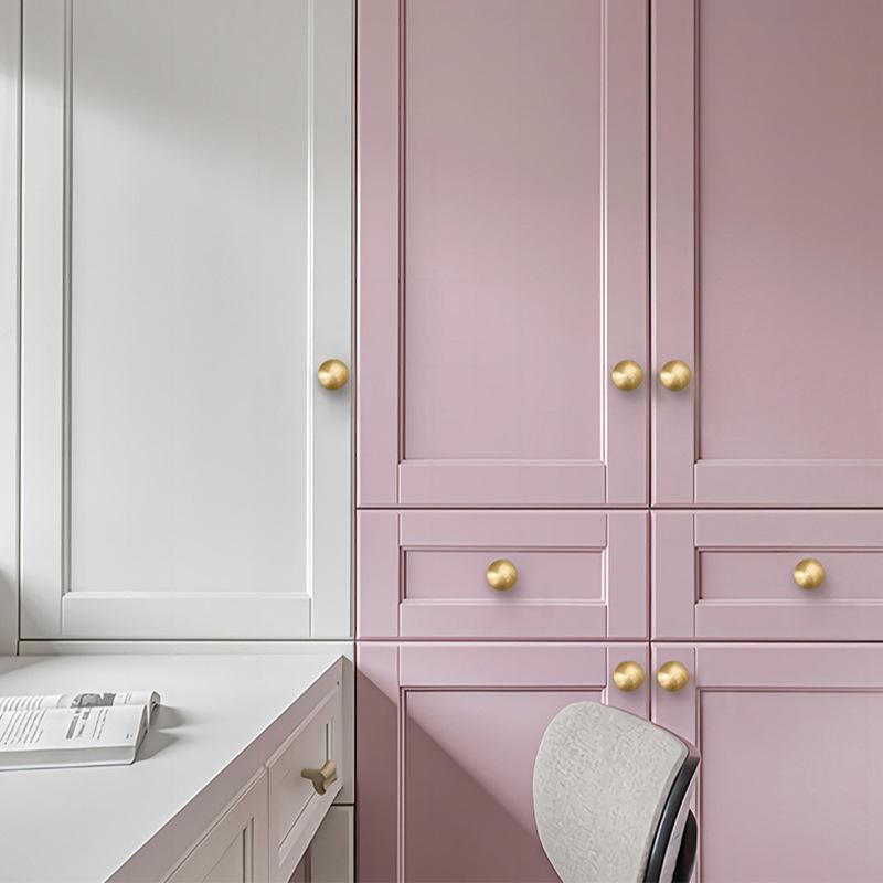 Brass Handle Cabinet Doors Wardrobes Dresser Drawers Minimalist Design Golden Ball Handle Eco-Friendly Durable