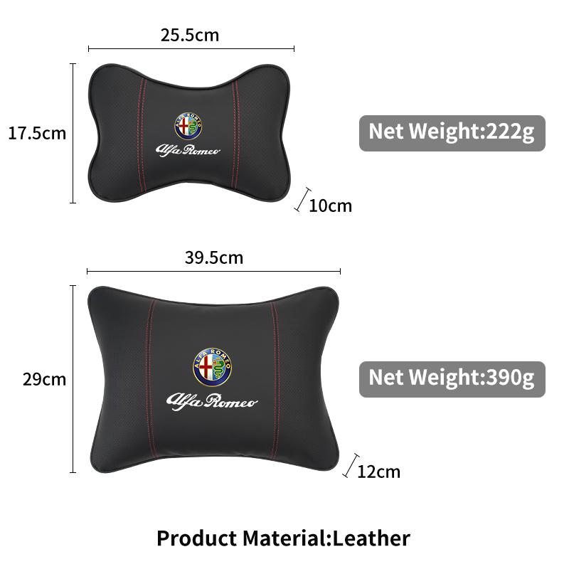 BBDK7 Leather Car Seat Neck and Back Pillow Breathable Accessories For Alfa Romeo 159 Giulietta Giulia 147 Mito 156 166 GT