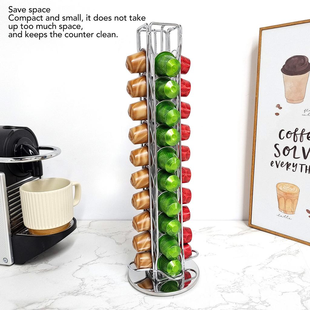 40 Capsule Coffee Pod Holder 360 Degree Rotating Carousel Storage   Dispenser for   Capsule