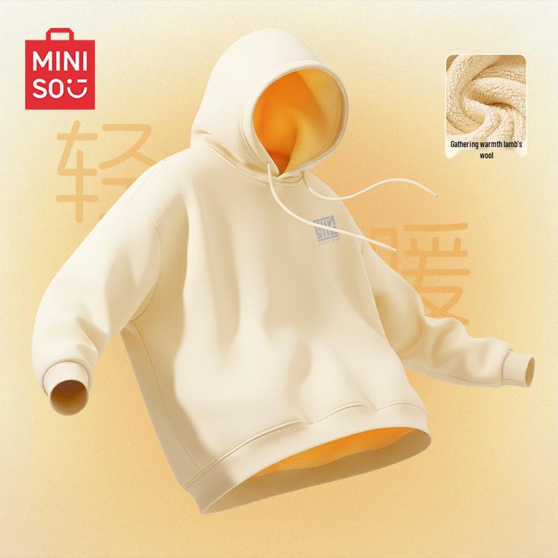 MINISO Men's Fleece-Lined Hooded Pullover Sweatshirt