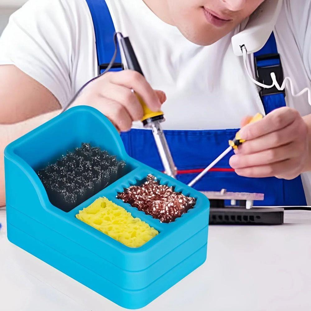 3 IN 1 Soldering Iron Tip Cleaner High Performances 360° Cleaning Solder Tip Cleaner Mini Tool Desoldering Mesh Box