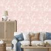 Koraal, wit en perzik glitter behang voor woonkamer en slaapkamer 50x1000