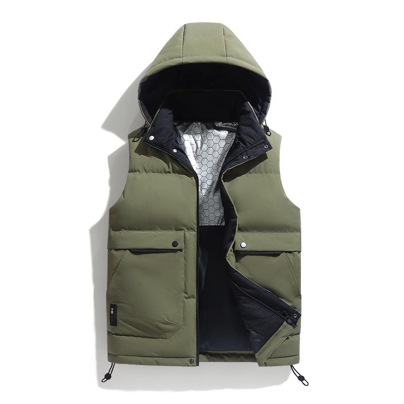 

2026 Down Cotton Vest Men s Autumn and Winter Casual Vest Vest Vest Winter Warm Vest Large Size Thickened Trendy Jacket XL армія зелений колір