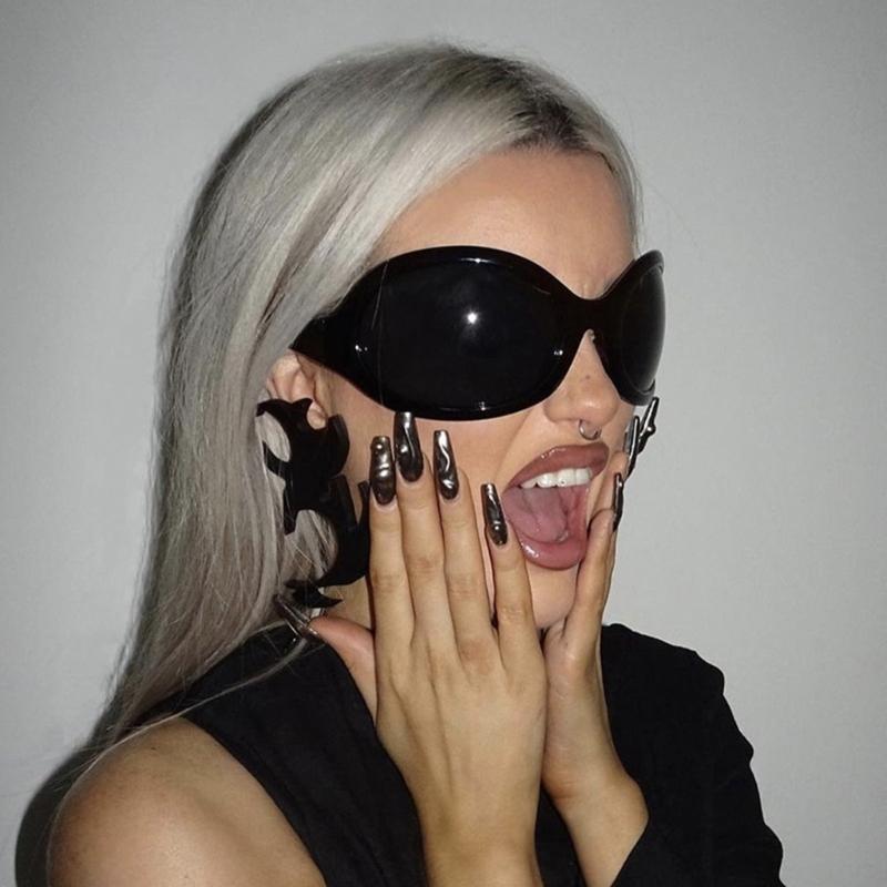 Punk Sunglasses y2k Sunglasses Alien Sunglasses Uv400 Sunglasses Shades Glasses Eyeglasses Wrap Around Sunglasses