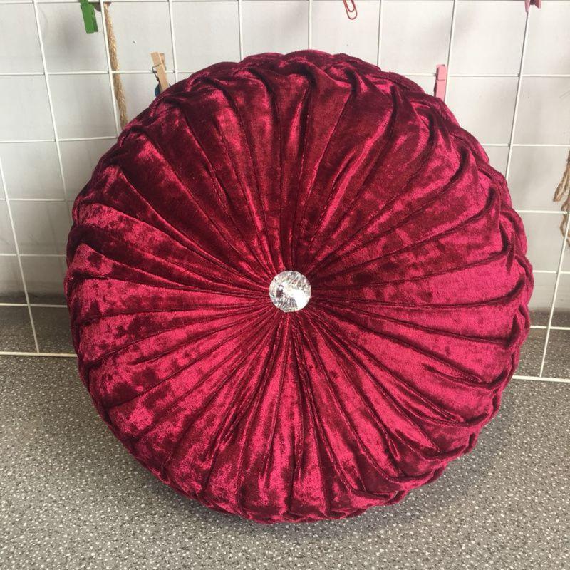 Luxurious Round Velvet Pumpkin Cushion With Charming Pleated Design And Soft Touch