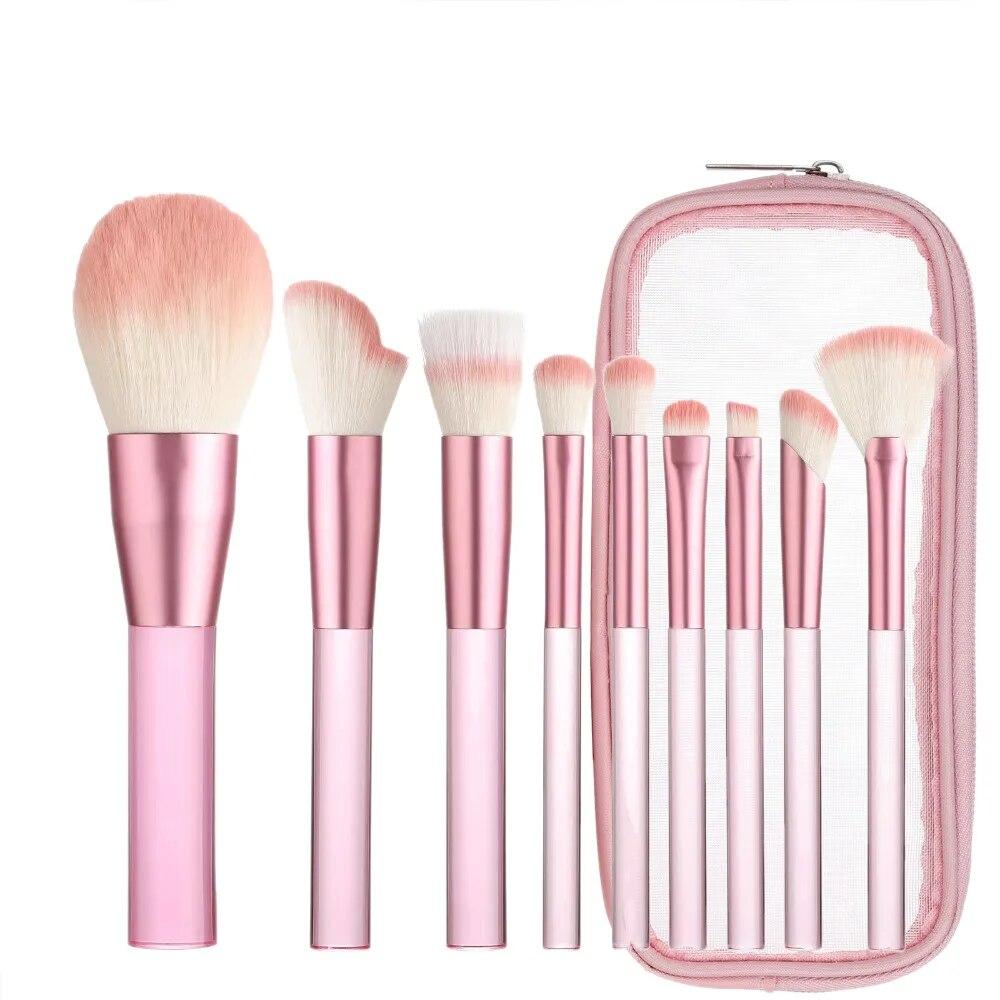 9pcs/1 Set Makeup Brush Set Loose Brush Complete Concealer Eyeshadow Shadow Foundation Fiber Brush With Brush Pack Beauty Tools