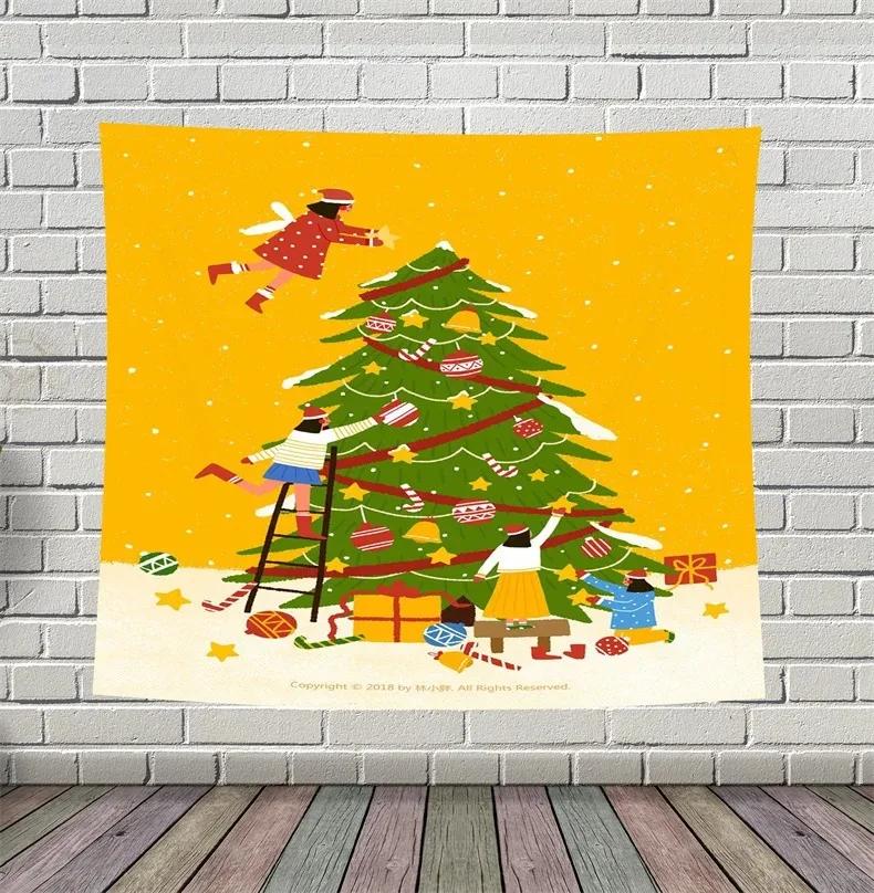Christmas Pattern Tapestry Home Bedroom Living Room Wall Decoration Santa Claus