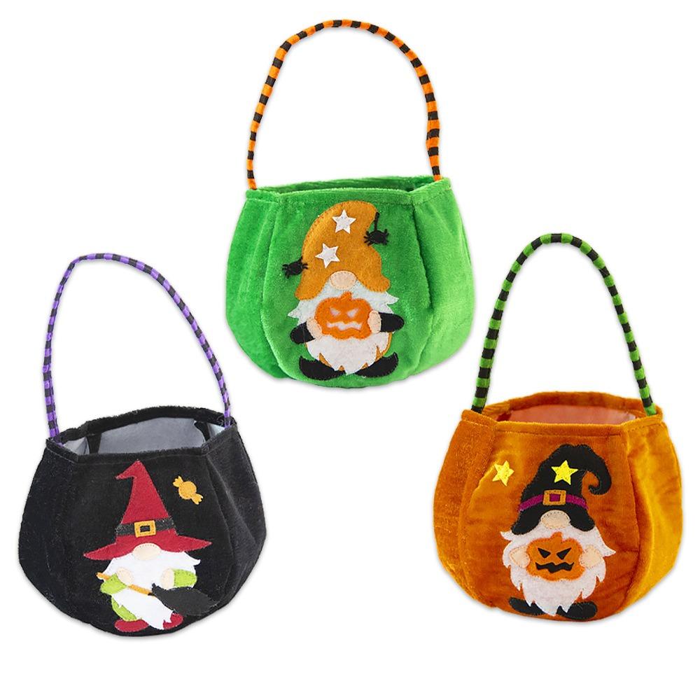 New Velvet Halloween Candy Bag Trick Or Treat With Handle Tote Bag Cosplay Props Gnome Halloween Gift Basket Kids Gifts