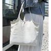 Women's Square Grid Canvas Shoulder Bag - Large Capacity, Summer Style, Ideal for Students and Casual Outfits