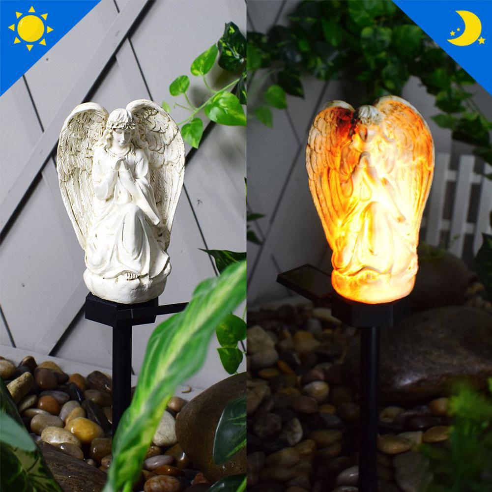 Solar Yard Landscape Lamp Crafts Resin Angel Outdoor Lawn Lamp Lighting Ornaments IP55 Waterproof Home Decor for Lawn Garden
