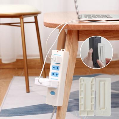 1 Set Socket Holder Wall Mounted Socket Organizer Strong Adhesive Punch-free Power Socket Strip Fixator for Home Office