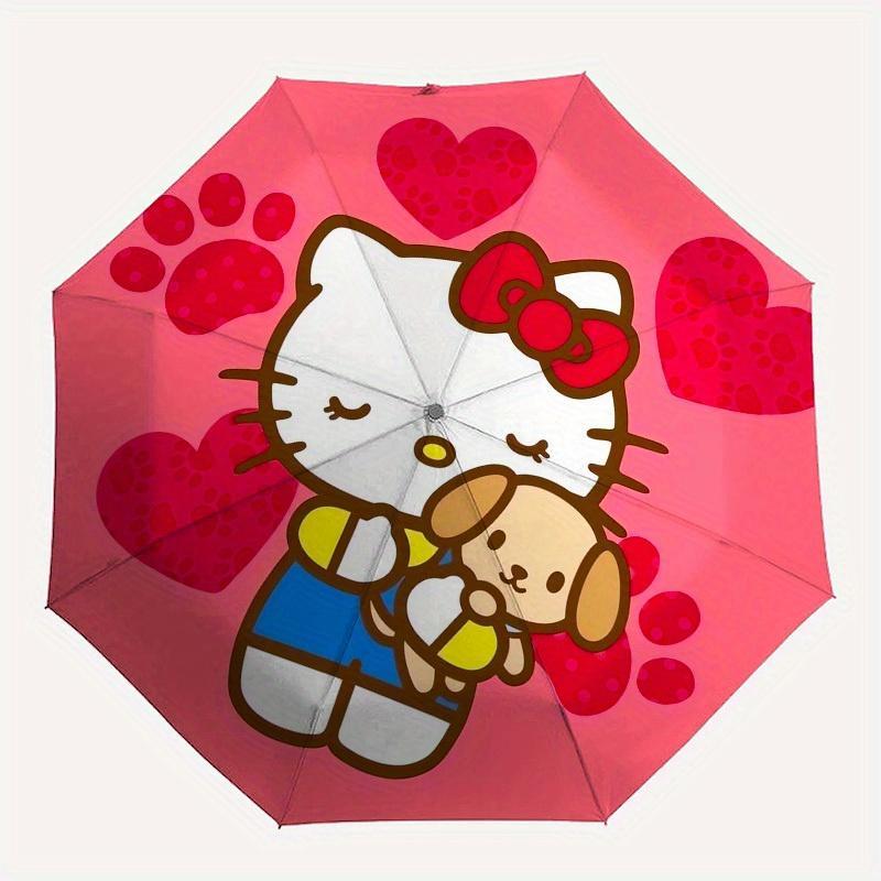 1pc Hello Kitty with Puppy and Hearts Umbrella with Plastic Handle,Suitable for All Seasons Home Travel Outdoor UmbrellaSanlio418