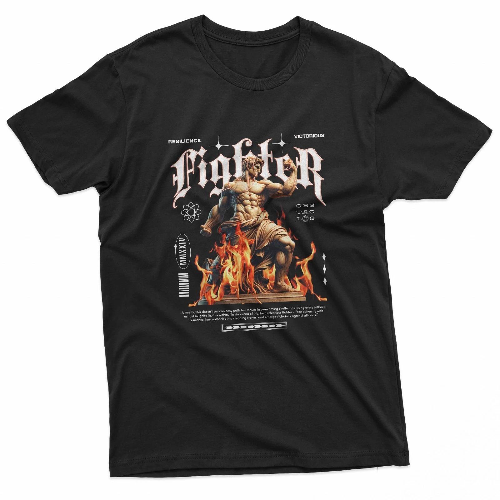 Victorious Fighter Flaming Statue Greek Art T-Shirt S