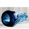 Blue Wavy Vase Thick Transparent Glass Hydroponics Terrarium Wave-twisted Pattern Flower Arrangement Flowerpot Home Decoration