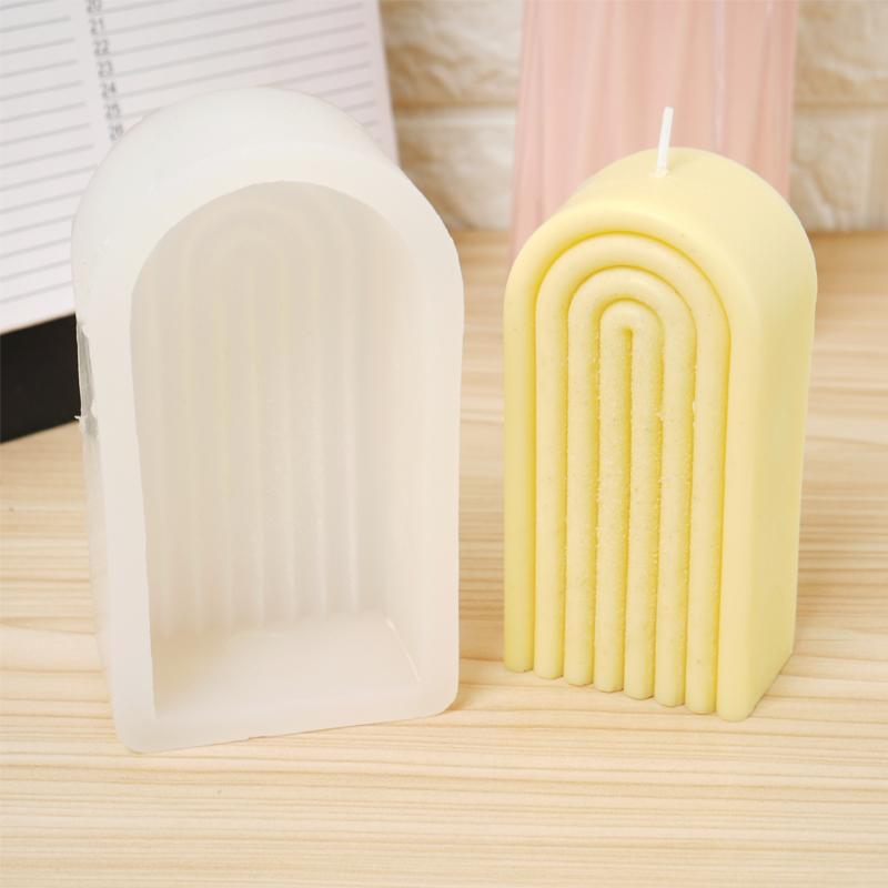 3D Regenbogenbogen Kerze Silikonform DIY Handgemacht Geometrie Duftkerzenherstellung Formen Seife Gips Harz Kuchenform Heimdeko