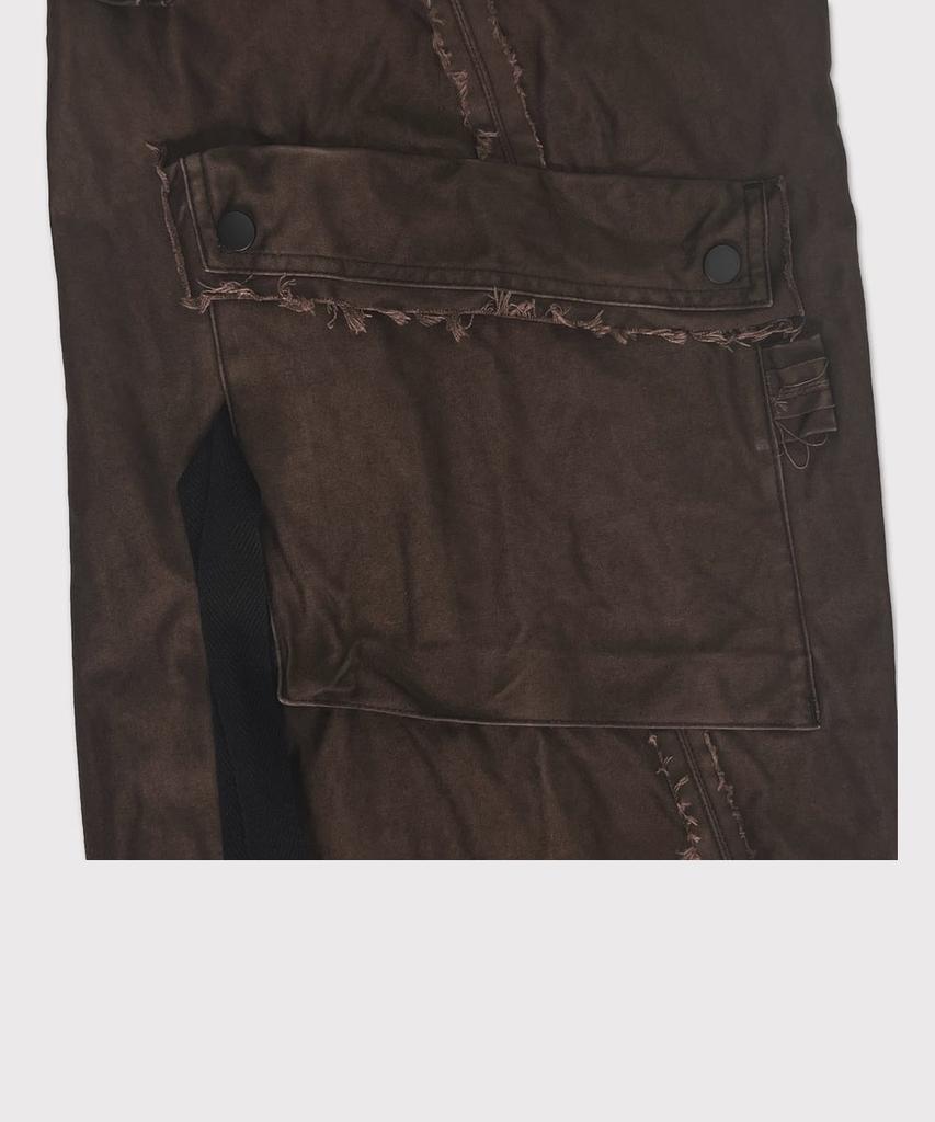 Maineoseu Slash Seam Twist Cargo Pants(Pigment Dyed Moleskin) - Mocha