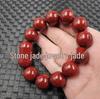 Bracciale Unisex con Perle da 10mm in Giada Cinabro e Sabbia Oro Viola, Colore Rosso Sangue di Gallina.