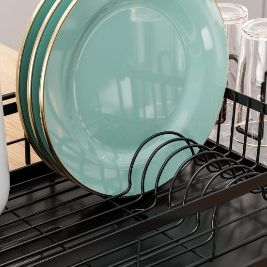 Dish Drying Rack Durable Construction Space-Saving Simple Installation Kitchen Countertop Dish Drainer Utensil