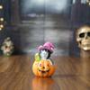 Halloween Cat on Pumpkin Figurine Cute Pumpkin Cat Statue Indoor Resin Sculpture for Shelf Tabletop Bedroom Entryway Decor