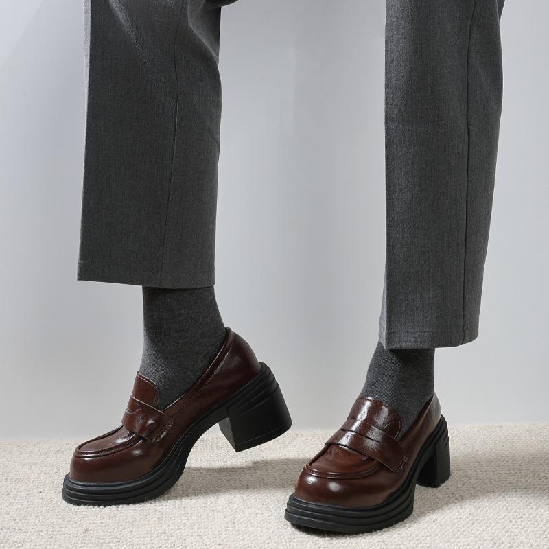 Fashion Women's Thick Heel Shoes Autumn New Round Head Deep Mouth Thick Sole Anti-slip Wear-resistant Low-top Heels