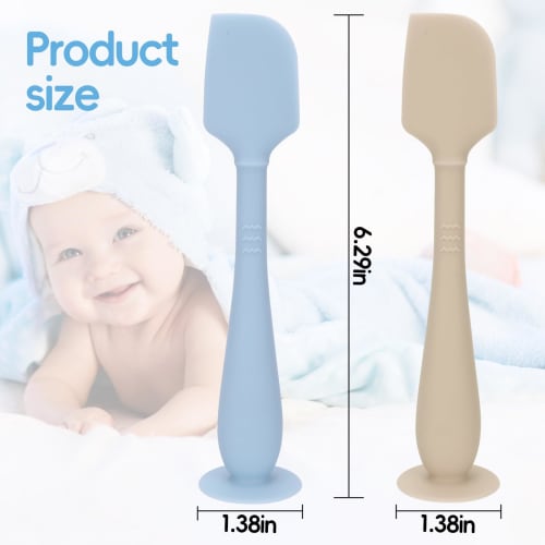 Diaper Cream Spatula with Hygienic Travel Case, 2-Pack, Baby Butt Paste Spatula with Baby Suction Base, Soft Silicone Diaper Rash Cream Applicator, La