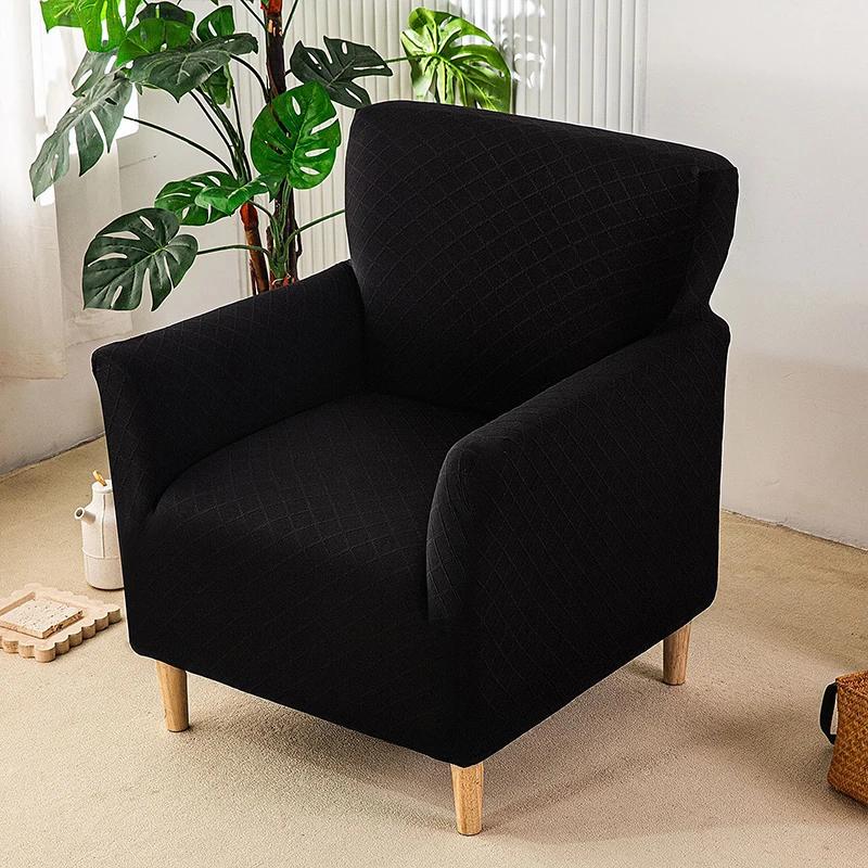 1pc Grid Jacquard Club Chair Cover Stretch Tub Armchair Slipcovers Elastic Single Sofa Couch Covers Living Room Bar Hotel
