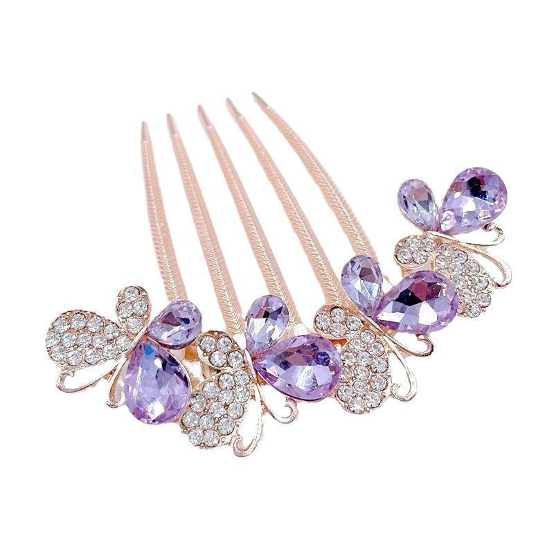 Butterfly Rhinestone Hair Comb Clip for Bun Hairstyles