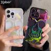 Plating Skeleton Skull Callous Case For iPhone 15 Pro Max 14 13 12 11 Hollow Heat Dissipation Ghostface Shockproof Cover