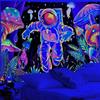 1pc Astronaut Fluorescent Tapestry, UV Responsive Forest Mushroom Tapestry, Galactic Space Tapestry
