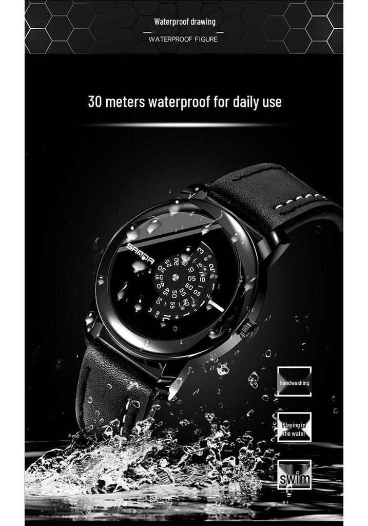 Sanda Men's Waterproof Quartz Watch - Fashionable Korean Style Trendy Student Wristwatch