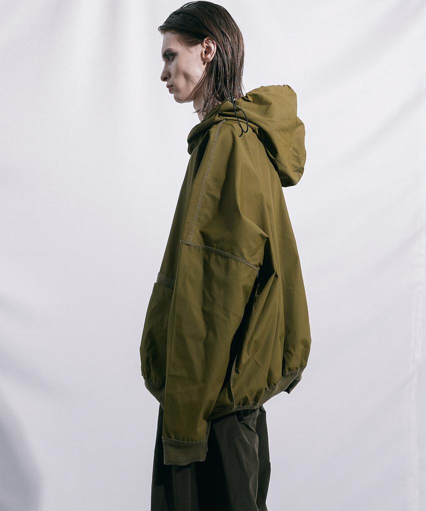 Square Cut Hoodie Khaki