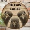 2D Plat Français "Tu Fais Caca?""" Panneau Suspendu Rond en Bois, Illustration Drôle de Pigeon, Design Planche de Bois Rustique, Décoration d'Humour pour Salle de Bain, Cadeau pour"""