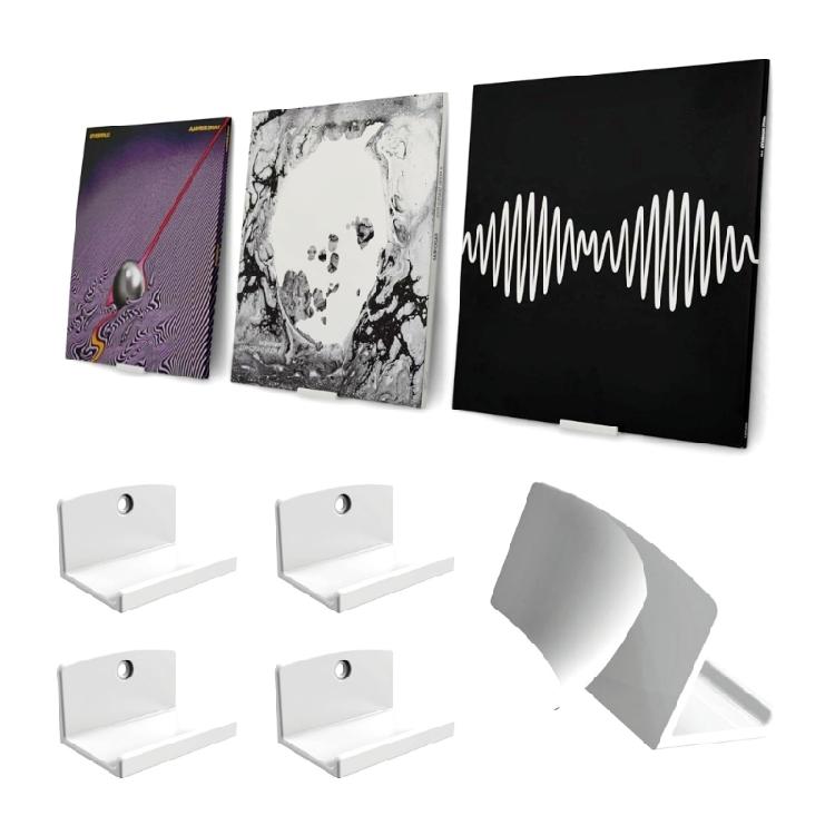 Pack of 4 Wall Mounted Holders for Vinyls Albums Using Sticky Materials Strong Adhesion Easy Installation Home Decors
