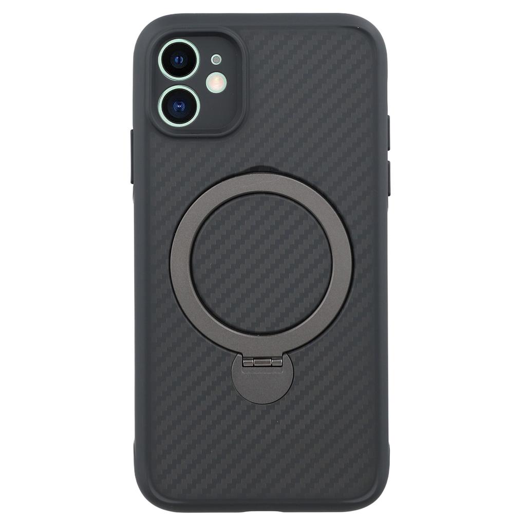 For iPhone 11 Case Compatible with MagSafe Kickstand TPU+PC Phone Cover Carbon Fiber Texture